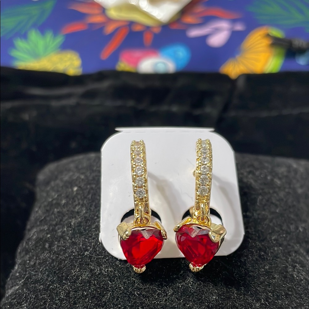 Elegant Gold And Red Earrings